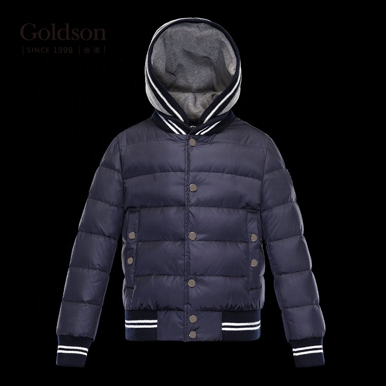 Fashion Custom 100% Cotton Hood Bomber Down Jacket For Boy