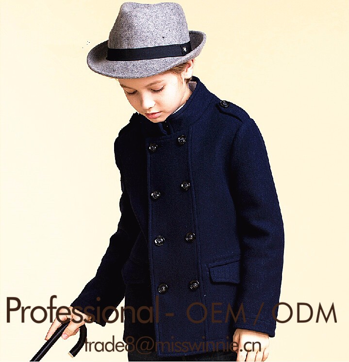 2017 Designer style children boys winter line woolen worsted jacket coats factory