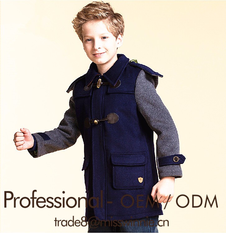 2017 Designer brand urban style children boys winter line worsted hoodie jacket coats factory