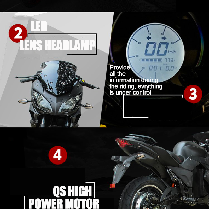 High Speed  Electro Motorcycle for Adult with 3000w
