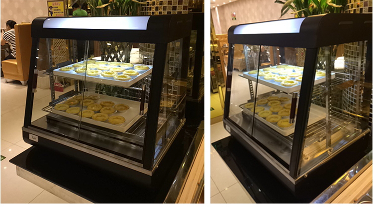 Guang zhou XSL-604 Fast Food Equipment Curved Glass Warming Showcase