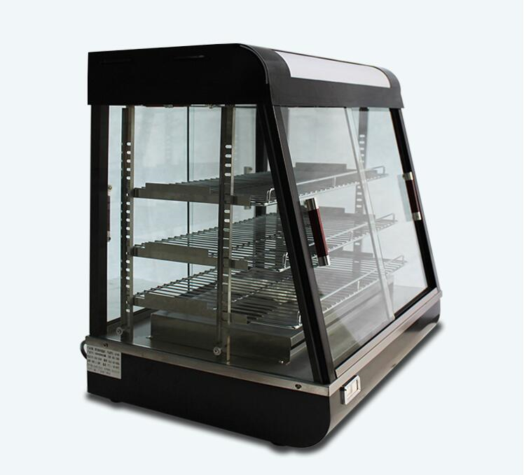 glass window food warmer display showcase Curved Glass Warming Showcase / Bakery cake display showcase