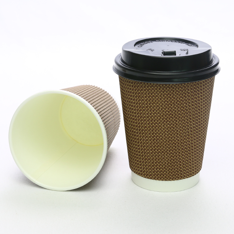 Hot Resist 12OZ Double Wall Paper Coffee Cups Corrugated Paper Cups