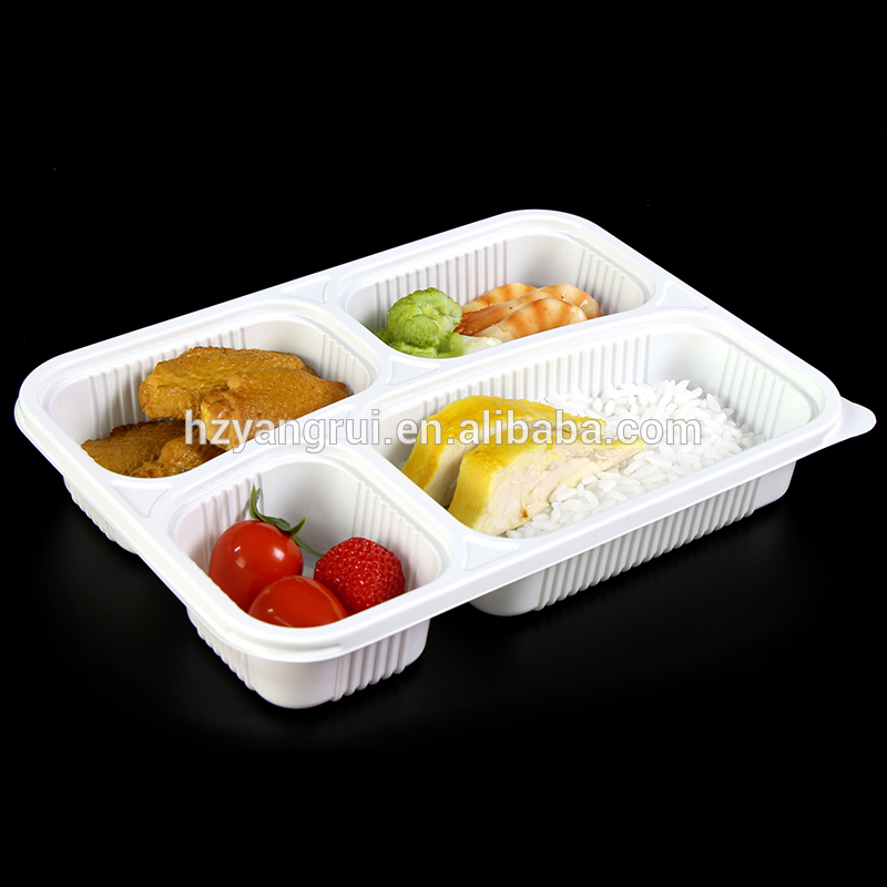 Takeaway Plastic Disposable Lunch Box 4 Compartments With lid