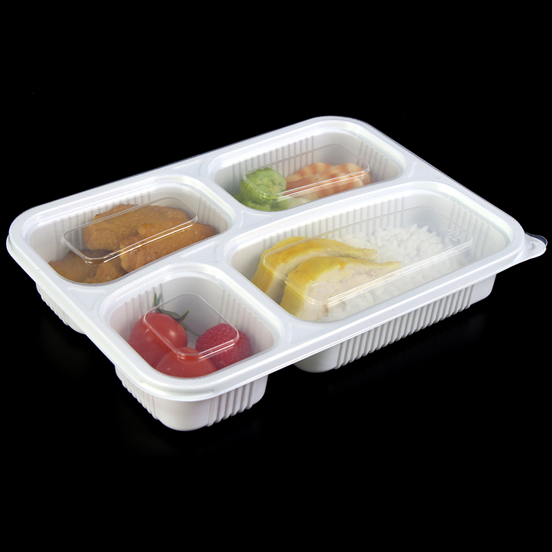 Takeaway Plastic Disposable Lunch Box 4 Compartments With lid