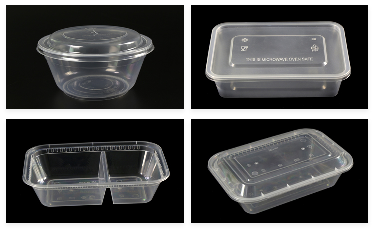 Biodegradable Disposable Tableware 3 Compartments Plastic Lunch Food Container