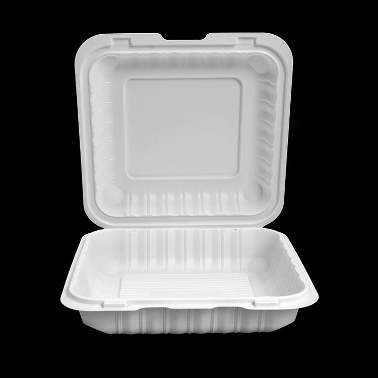Disposable Clamshell Tiffin Take Out Biodegradable Hinged Lunch Container Box