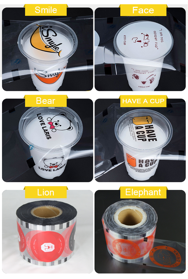 Customized Logo Printed bubble tea sealing film for plastic cup