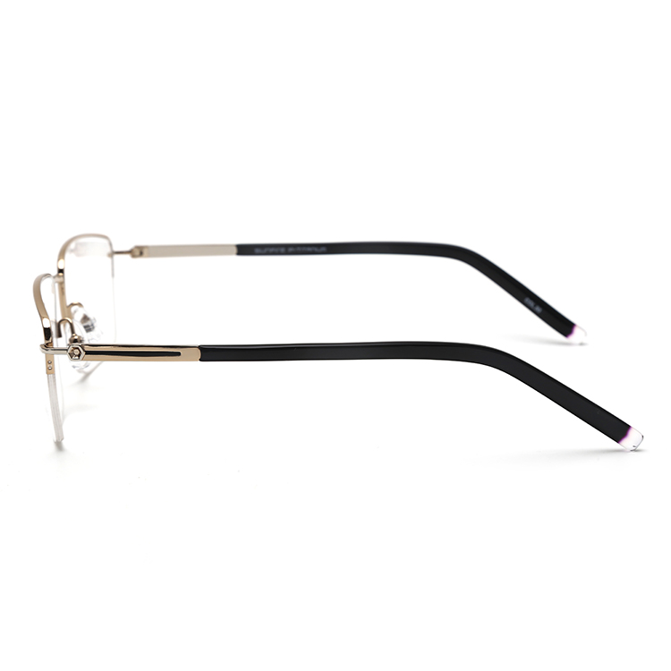 Simple design men titanium eyeglasses frames half rimless eyewear ready to ship