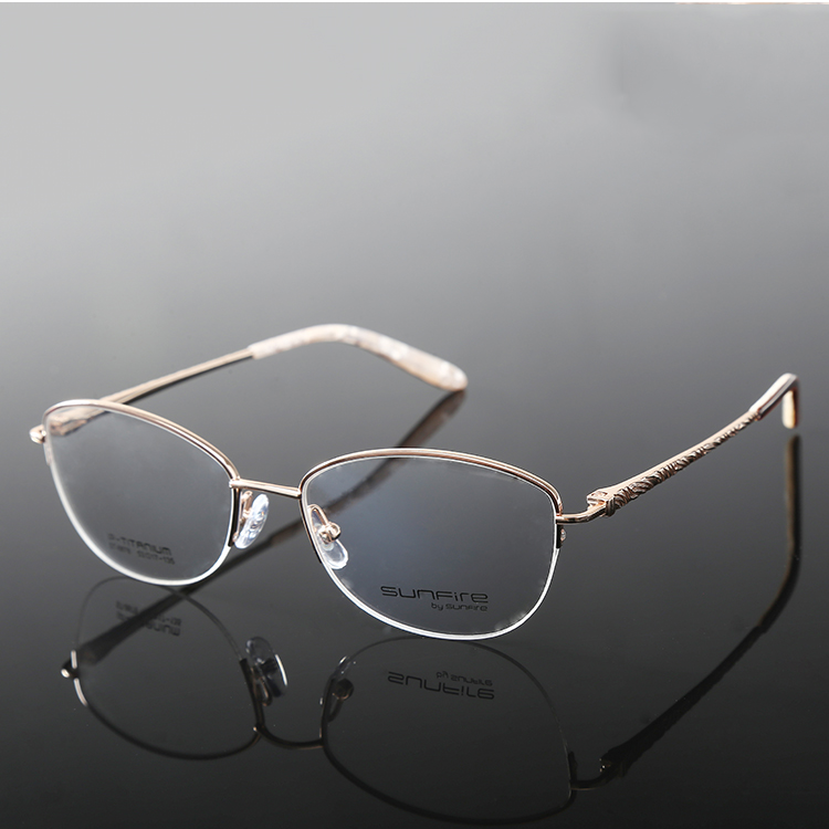 Women titanium optical eyewear, spectacles eyeglasses half frames.