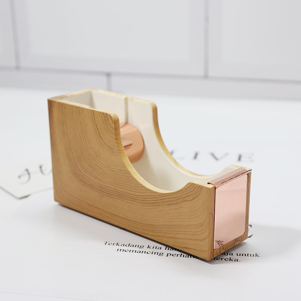 Unique desktop adhesive tape cutter ABS wooden washi tape dispenser
