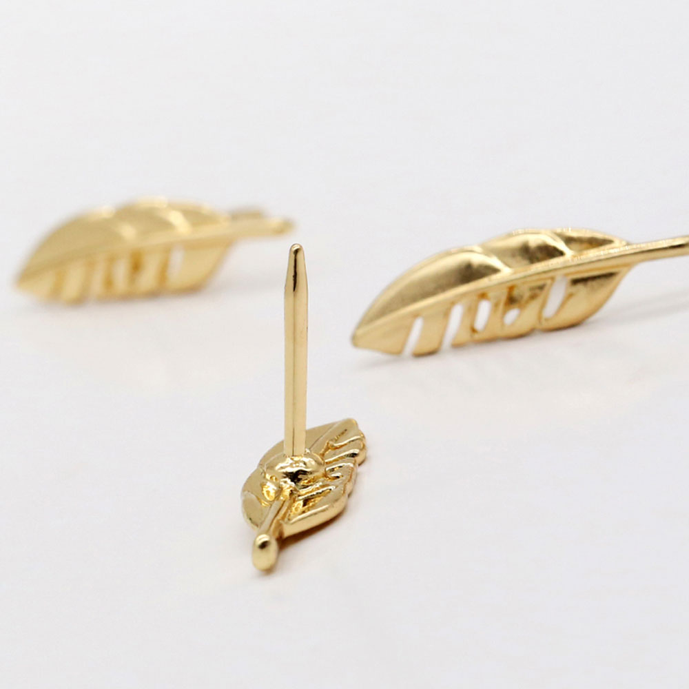 Cute decorative unique gold metal feather metal shaped push pins