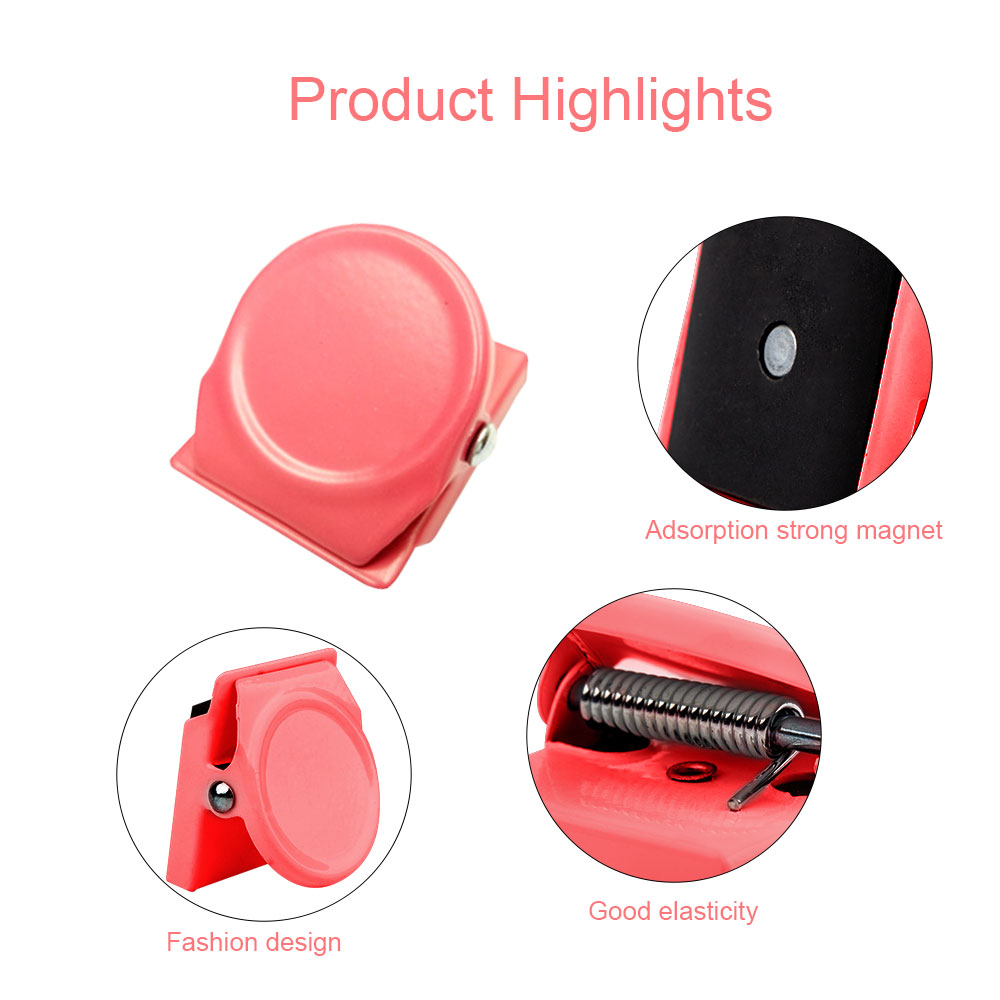 Decorate school office whiteboard 8pcs round metal pink magnet clip