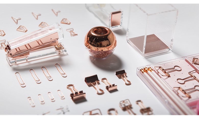 Office rose gold metal 50mm Paperclip and 25mm Binder clips with combination set