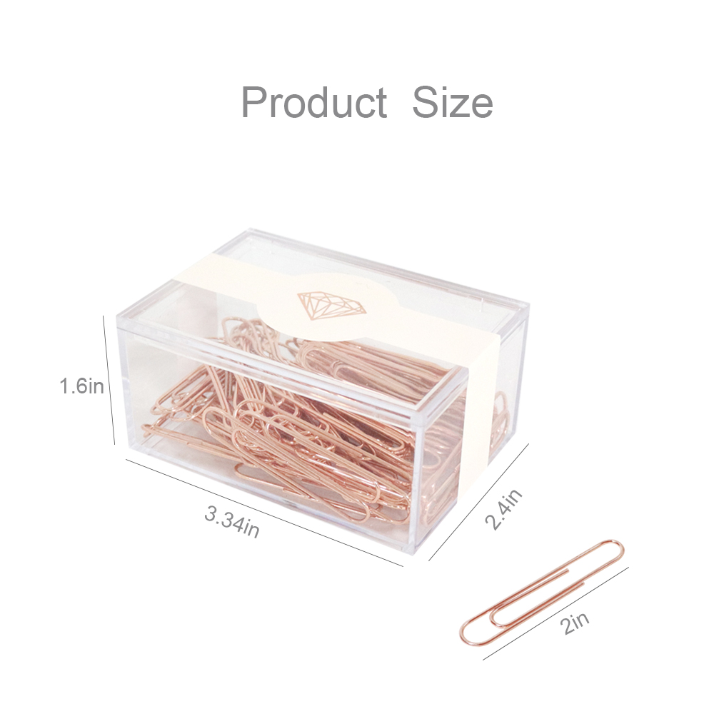 Office rose gold metal 50mm Paperclip and 25mm Binder clips with combination set