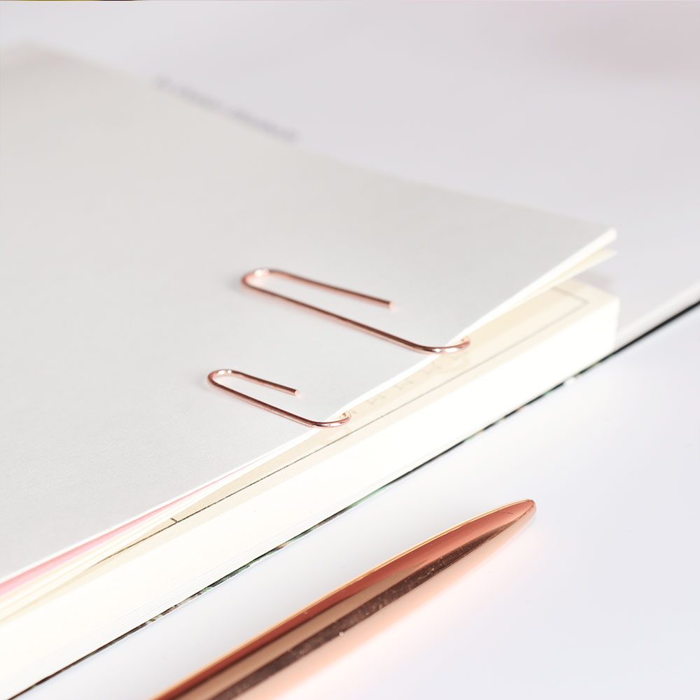 Bookmark metal 28mm + 50mm combination 270pcs rose gold paper clip with 2 box