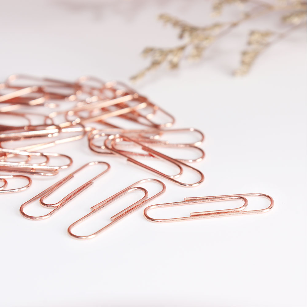Bookmark metal 28mm + 50mm combination 270pcs rose gold paper clip with 2 box
