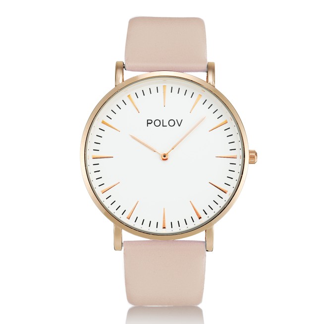 POPLOV Fashion Ultra-thin Leather Quartz Watch Custom Logo Two Pointers Watch For Gift  or Promotion