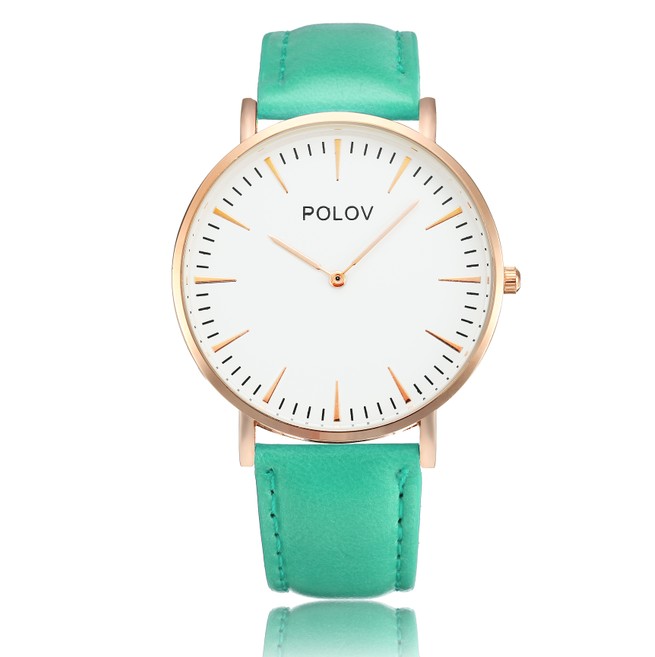 POPLOV Fashion Ultra-thin Leather Quartz Watch Custom Logo Two Pointers Watch For Gift  or Promotion