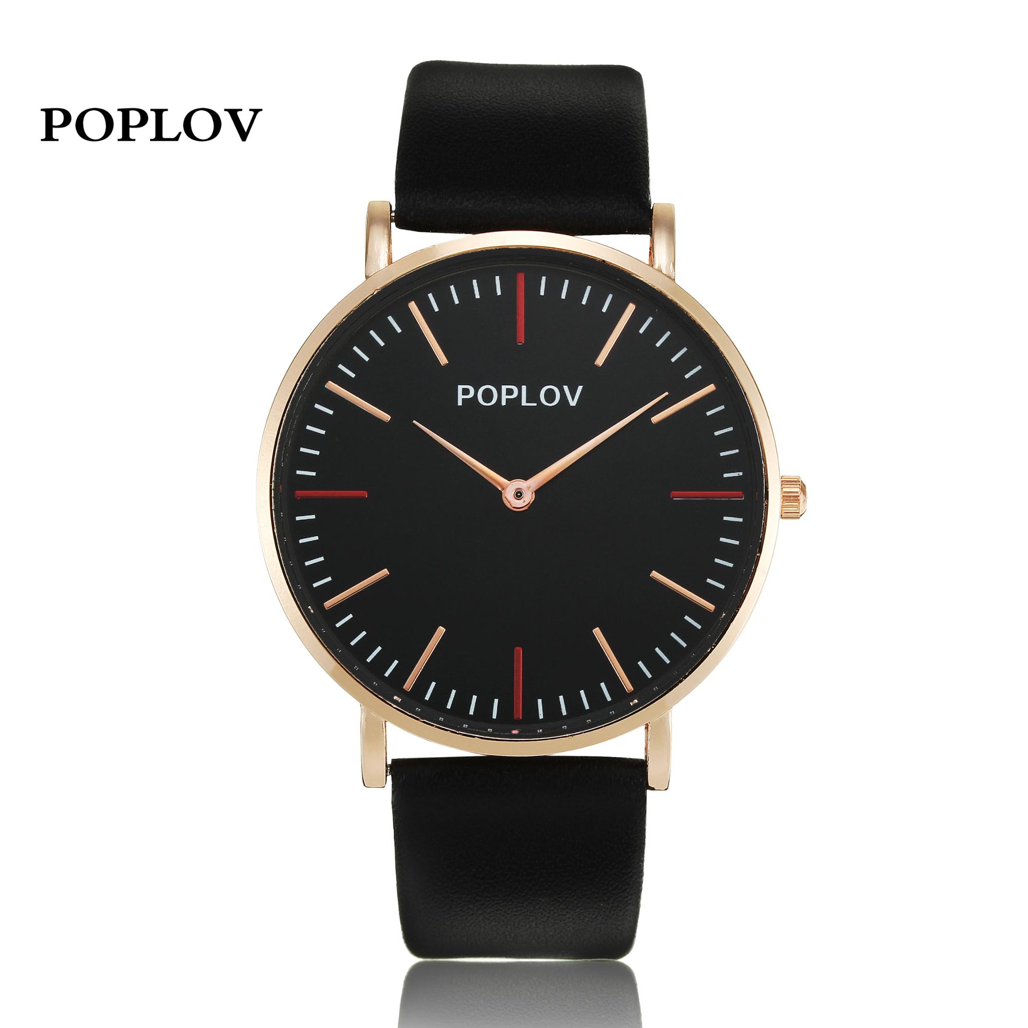 POPLOV 2019 new leather watch fashion ultra thin and simple watch