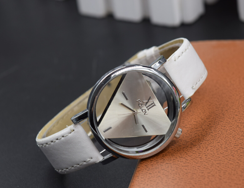 Personality Black and White Classic Color Hollow Triangle Belt Watch