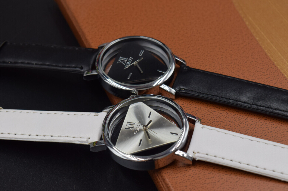 Personality Black and White Classic Color Hollow Triangle Belt Watch