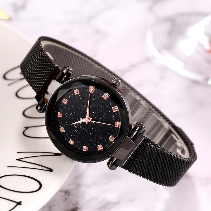 2019 New Coloured Star Watch with Diamond Insert Iron Mesh Belt for Women's Watches