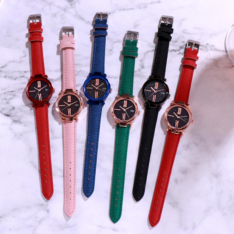 Spot Wholesale Grinding Belt Star Women's Watch Color Belt Watch
