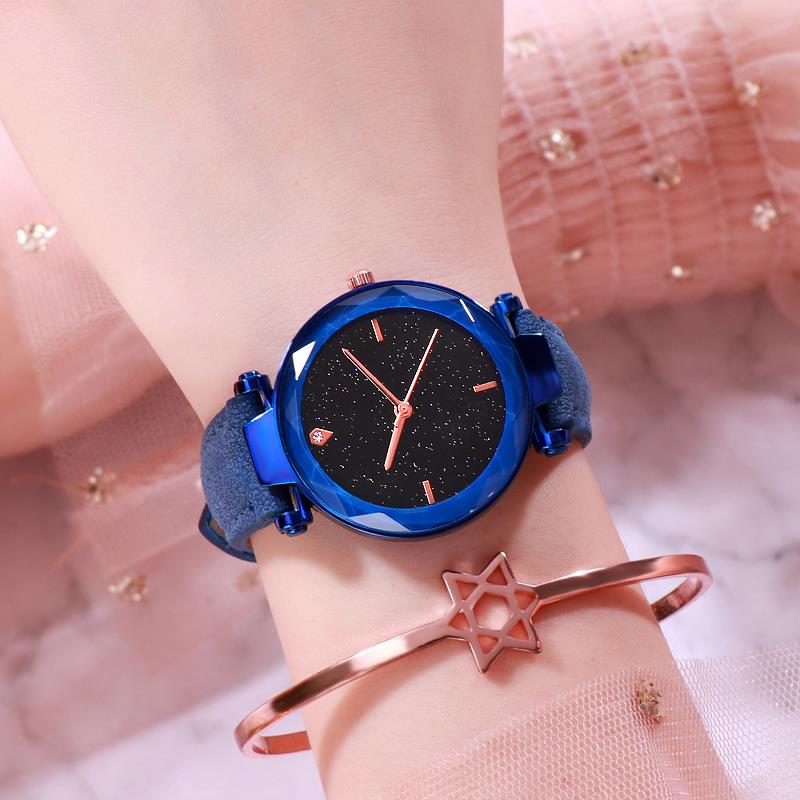 Spot Wholesale Simple Fashion Star Female Watch Grinding Belt Watch