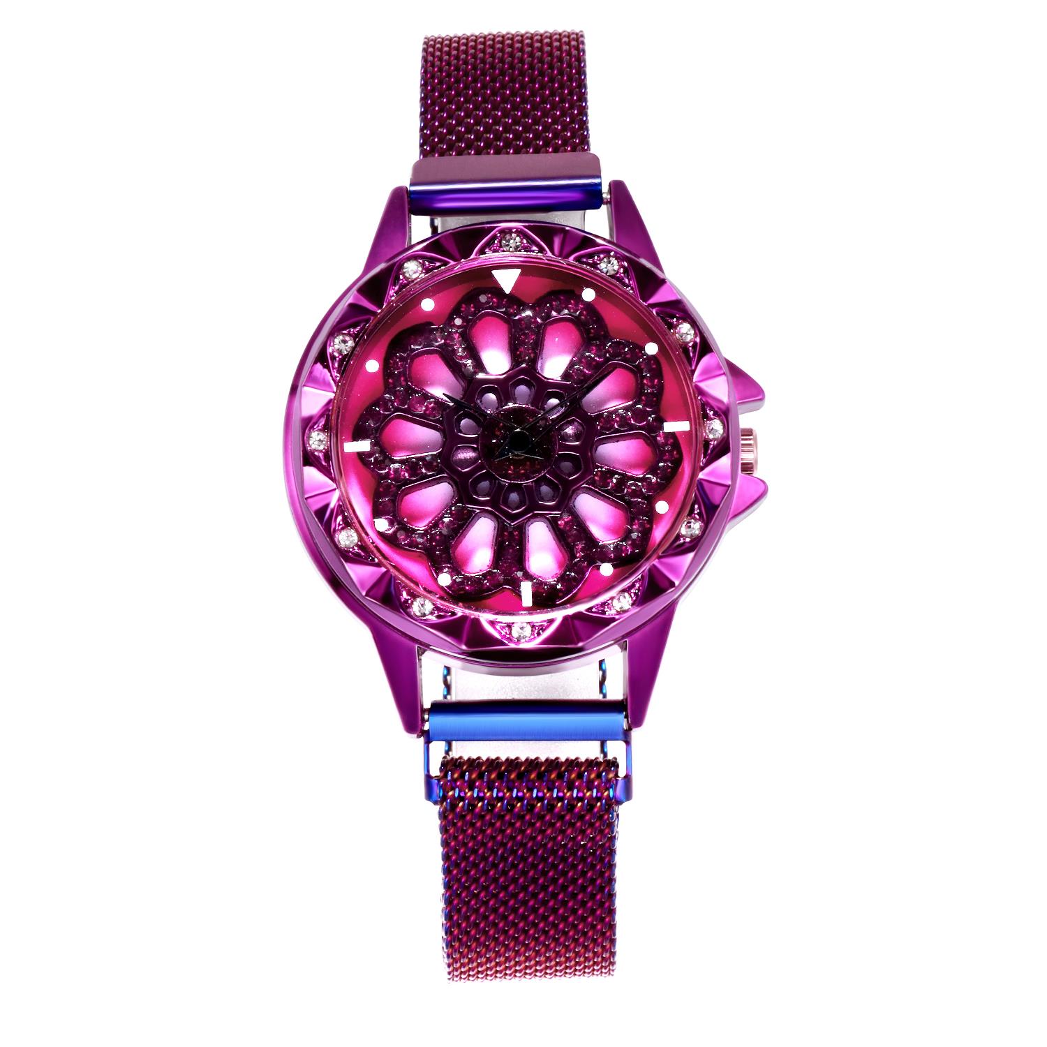 POPLOV Hot-selling Rotary Watch Net Red Tremble Same Ladies Watch Iron Absorbing Stone Milan Women's Watch