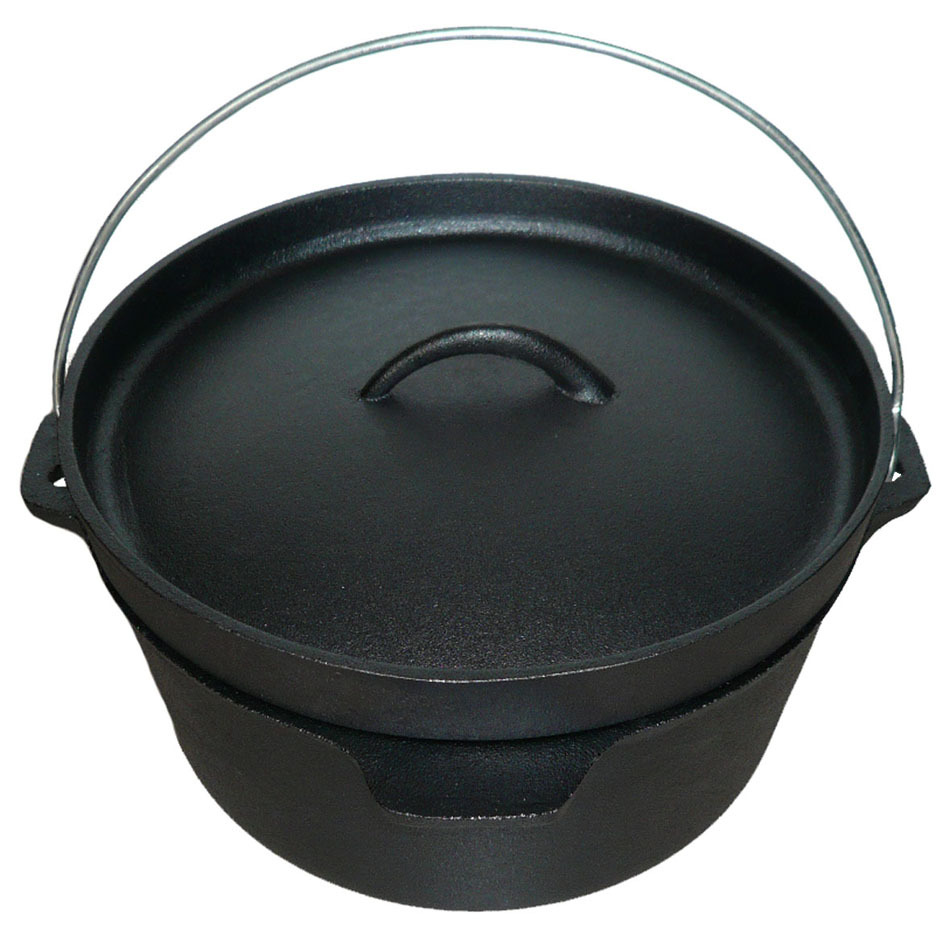 Pre Seasoned Cast Iron Pot and Lid with Wire Bail Cast Iron Dutch Oven for Camp Cooking