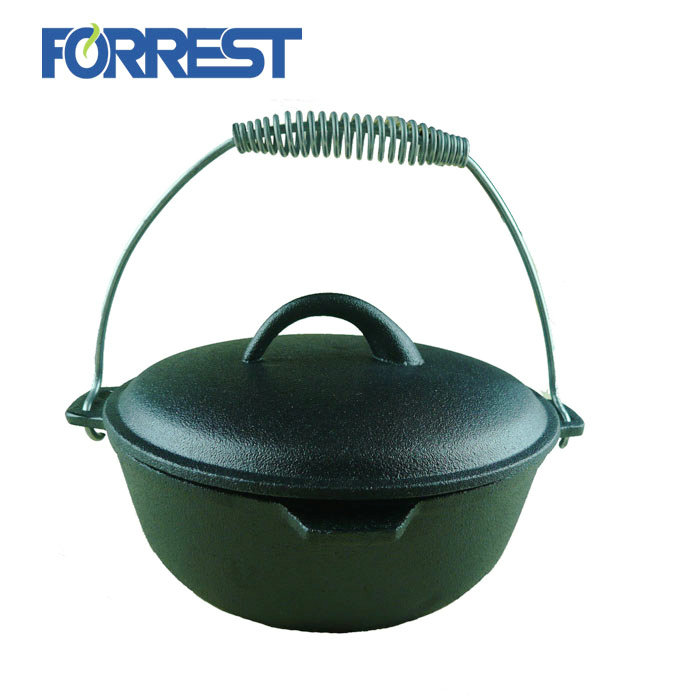 Pre Seasoned Cast Iron Pot and Lid with Wire Bail Cast Iron Dutch Oven for Camp Cooking