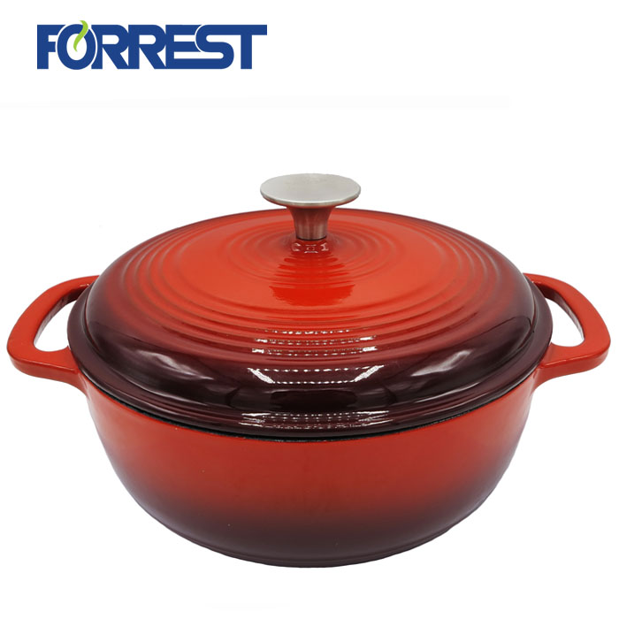Red color round Dutch Oven Casserole cast iron enamel cookware