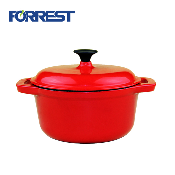 Red color Enamel Coated Cookware Enamel Cast Iron Casserole