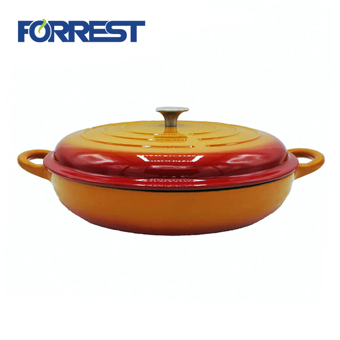 Cast Iron Casserole Pan Red Enamel Cast Iron Casserole Dish with Dual Handles and Lid