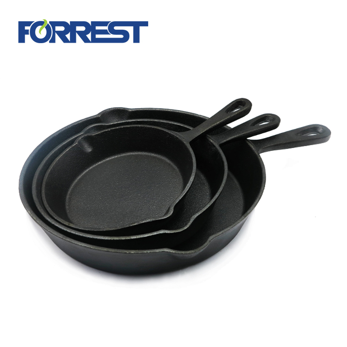 Cast iron black Fry Pan with cast iron handle