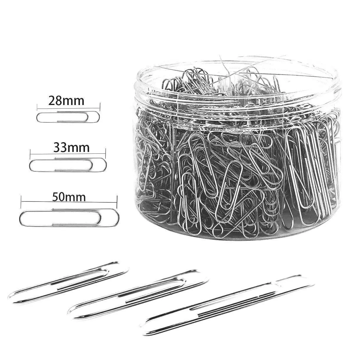 Mixed 700pcs Paper Clips Silver Round Head Binder Clips For Office