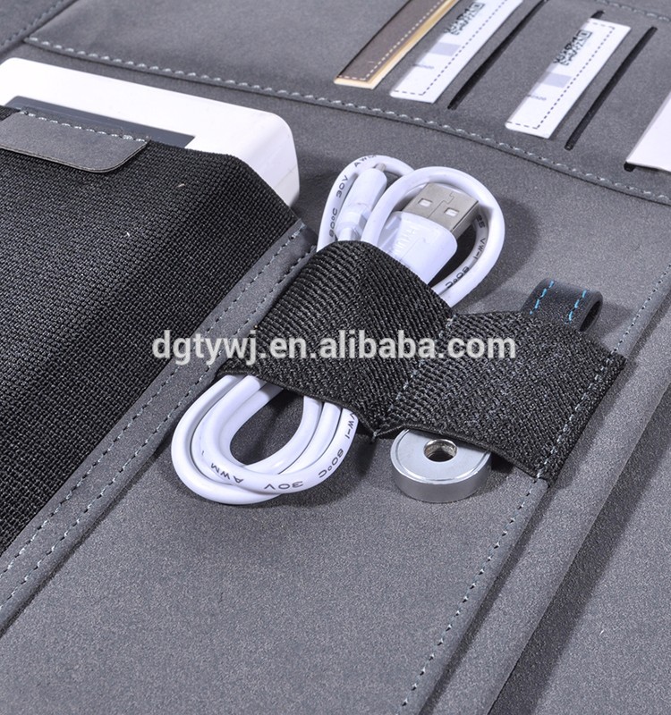 BWA-82 Factory supply high quality a4 leather file folder/portfolio with card holder/USB holder