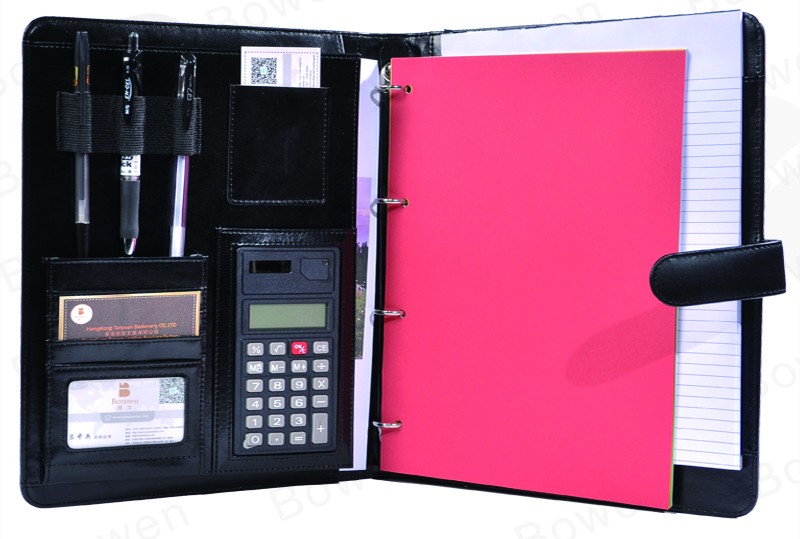 BWA-12 Custom Metal Ring Binder Document File Folder with calculator/notepad/pen holder/document holder