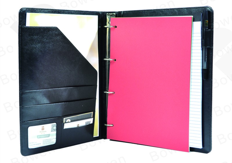 BWA-23A wholesale 4 Metal ring binder file folder/slide document holder portfolio
