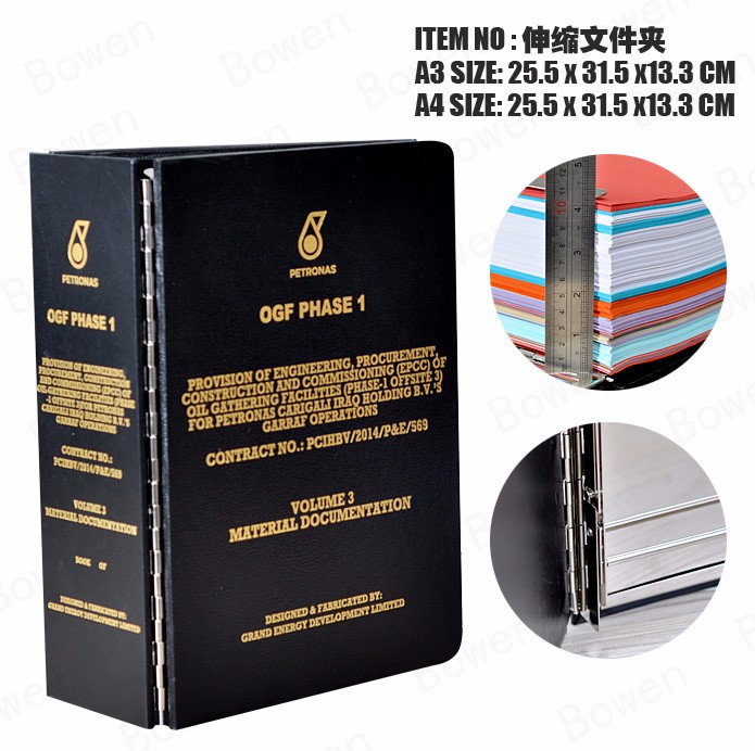 BWA-49 new design A3 Telescopic post binder high-capacity file folder with hot stamping Logo/patent product