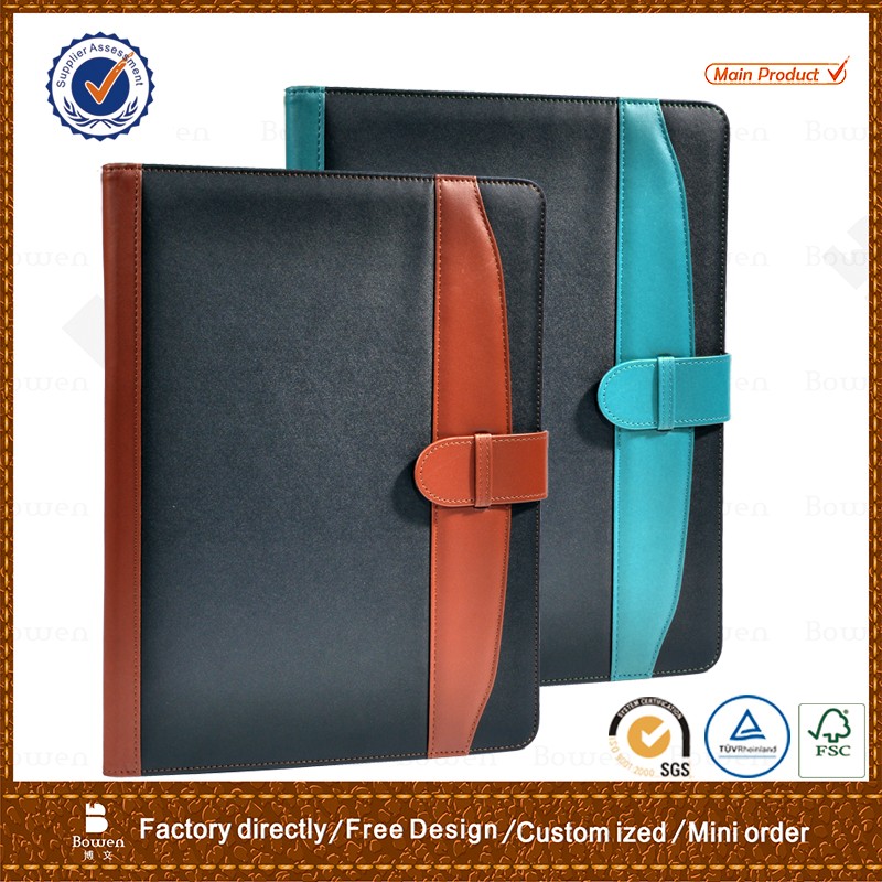 Multifunctional Embossing Conference A4 Document Leather File Folder/ Portfolio For Interview