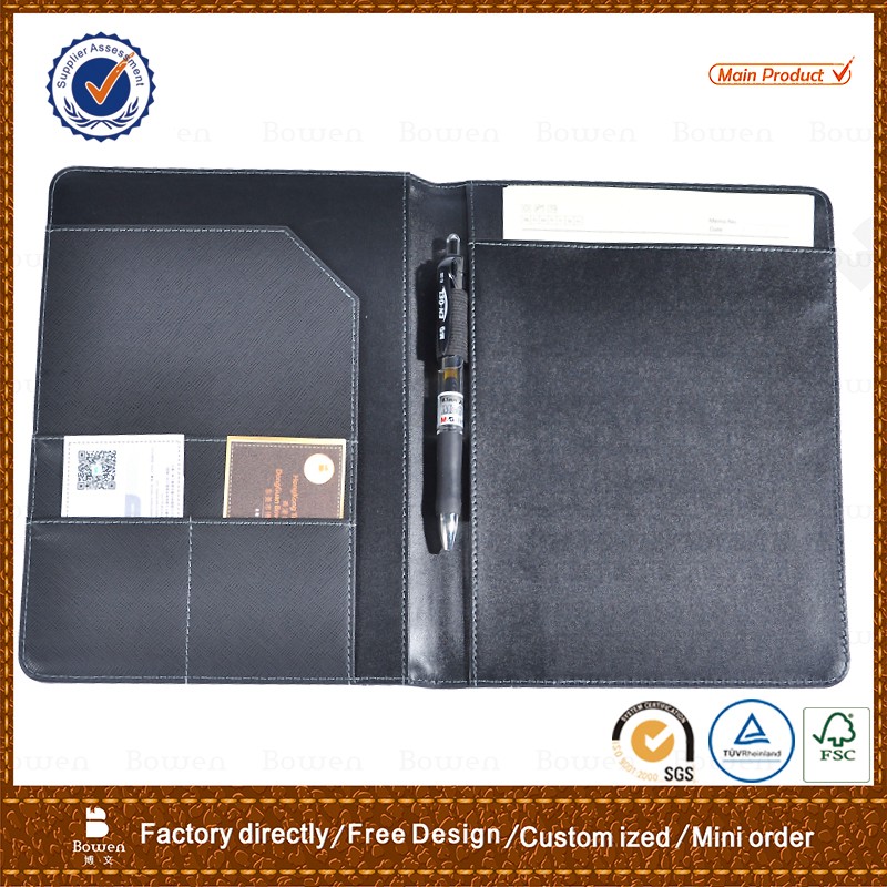 Multifunctional Embossing Conference A4 Document Leather File Folder/ Portfolio For Interview