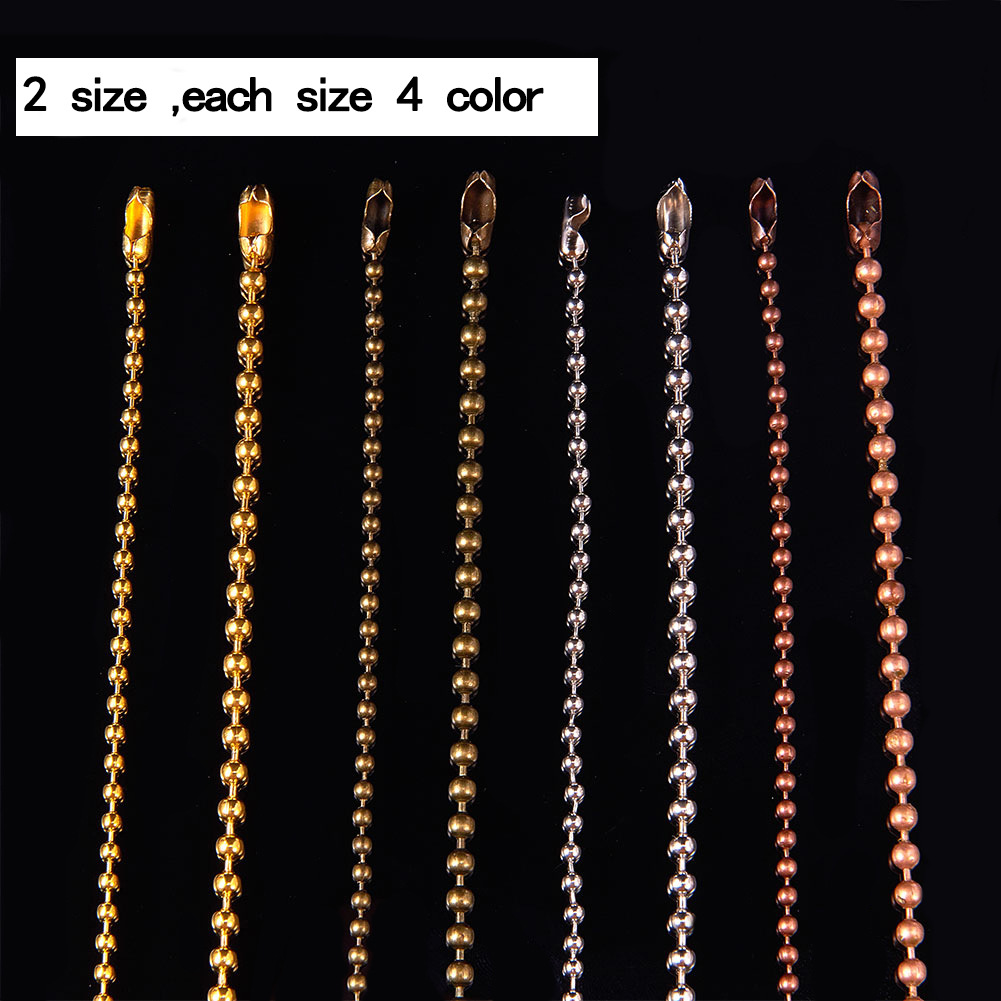 supply different sizes different colours stainless steel iron copper metal ball chain necklace