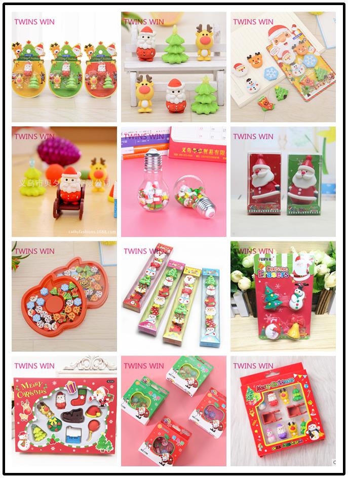 Custom stationery christmas products shaped eraser set for kids 470