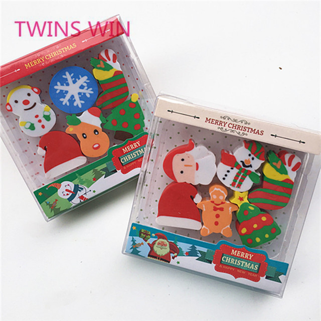 Promotion cheap stationery christmas gift eraser set 458