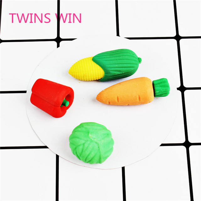 Kazakhstan latest top sale office list of stationery items funny cute corn shaped rubber pencil erasers 4pcs/pack 450