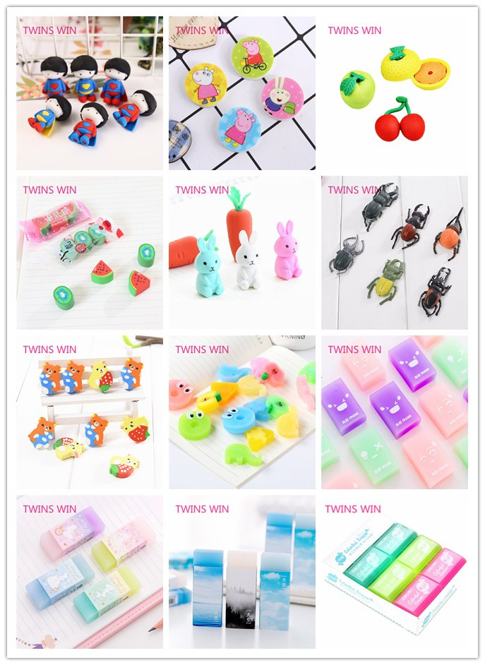 yiwu latest best selling cute kids stationery set gift wholesale free sample funny Hamburg design erasers for promotional 447