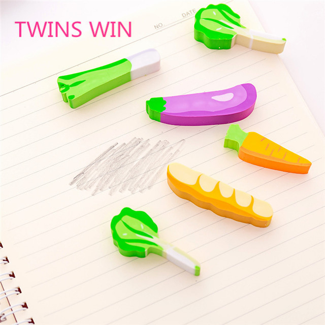 Competitive Price 2019 Thailand top selling 3pcs/pack cute vegetables shapes rubber erasers stationery items for office 434