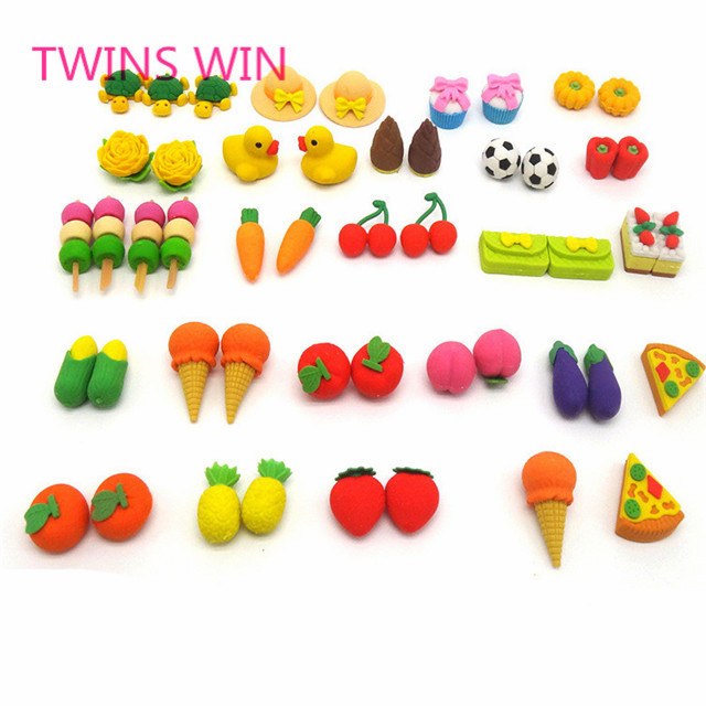 Wholesale stationery price lists 2019 yiwu cheap selling different types of vegetables shaped rubber eraser for school 419